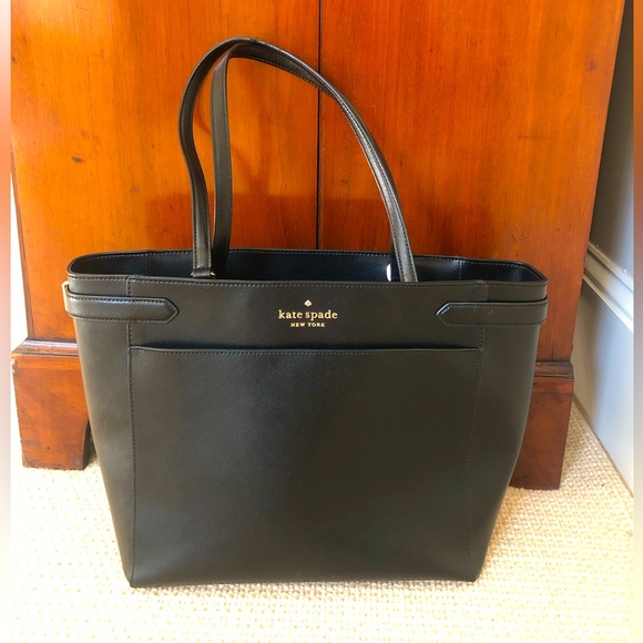 Gorgeous black leather Kate Spade tote or briefcase - Picture 1 of 10